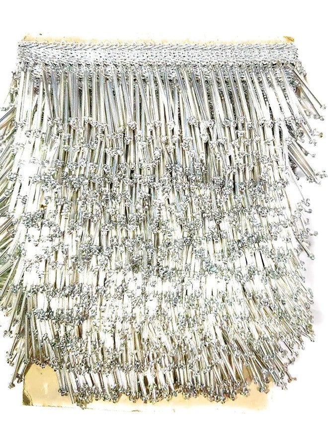 PREMDAS LACES Tassels Latkan Hanging Laces Heavy Pipe Border for Dresses (Silver, 9 Meter) - Image 3